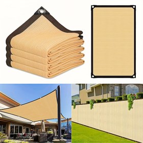 Resim UV Koruma Güneşlik Ağı - Bej/Kahverengi/Siyah, Kolay Kurulum İçin Halkalı Dayanıklı Dış Mekan Gölgelik, Balkon, Teras ve Havuz Kenarı için Mükemmel, Şık Tasarım, Sağlam Halka Detayı ile Bahçe ve Dekoratif Aksesuar 