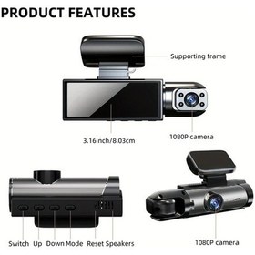 Resim Cordial 1080p Çift Kameralı Araç Kamerası Black Without 32g Memory Card 3.16 Ips Ekran Gece Görüşü Hareket Algılama Döngü Kayıt 