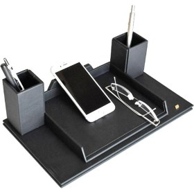 Resim Tabac 362-11 Hakiki Deri Masa Üstü Telefon ve Gözlük Tutucu Si... 