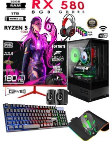 Resim Apphirex TC82X R5-5500 32 GB 1 TB M.2 RX580 8 GB 24'' W10P Masaüstü Oyuncu Bilgisayarı 