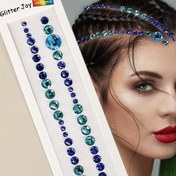 Resim Glitter Joy 3D Taşlı Saç & Yüz Mücevherleri - DIY Makyaj, Festivaller, Partiler ve Vücut Mücevherleri için Parıldayan Mavi & Yeşil ABS Reçine Stickerlar (1 adet), Mevsimlik Moda Aksesuarı | Parıldayan Saç Süsü | Karmaşık Detaylar, Saç Aksesuarları 