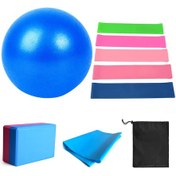 Resim Reedark Mavi Renkli 11 Parça Yoga Seti: Top + Blok + Germe Kayışı + 5 Adet Dayanıklılık Bandı + Çantası 