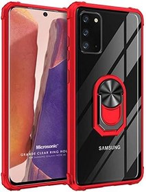 Resim Microsonic Samsung Galaxy Note 20 için Kılıf Grande Clear Ring Holder Kırmızı [Galaxy Note 20 ile Uyumlu Kılıf - Kırmızı] 