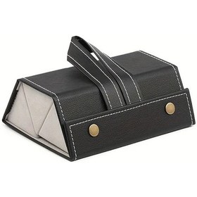 Resim Fochsia Retro Geometrik Desenli Sert Gözlük Kutusu - 3 Gözlü Kadın Erkek Taşınabilir Siyah Açık Füme 