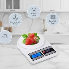 Resim Mabeyn Dijital Mutfak Terazisi | 1g Hassas Ölçüm | 5000G Kapasite | LCD Ekran | Gram-ml-oz Birim Seçimi | Tare Fonksiyonlu 