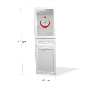 Resim M3 Decorium Yıkanabilir Paslanmaz Şişmez Çürümez Klinik Eczane Revir Sağlık Ocağ Kabini Hastane Acil Ilaç Dolabı 