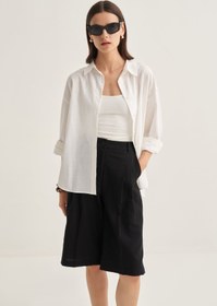 Resim Kadın Organik Pamuk Bermuda Şort Siyah - L-XL 