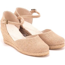 Resim Star Tombis Gerçek Elişi Bilekten Bantlı Topuğu Açık Keten Espadril Dolgu Topuk Handmade Çok Renkli 