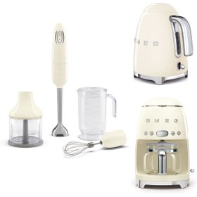 Resim Smeg Krem Kettle-filtre Kahve Makinesi Ve El Blender Seti 