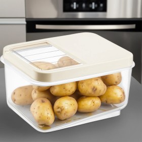 Resim Meleni Home 3'lü 16 Litre Sürgülü Kapak Sebzelik, Patates Soğan Sebze Saklama Kabı, Erzak Saklama Kabı-Krem 