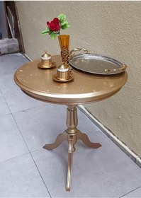Resim BENGİ TİCARET Fiskos Sehpa EKO 90501 Baba 3 Ayak 60CM Hareketli MDF Tabla Parlak Gold El Yapm 