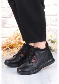 Resim Pepita Z433 Rahat Esnek Kaymaz Taban Yumuşak Hakiki Deri Kadın Bot Siyah 