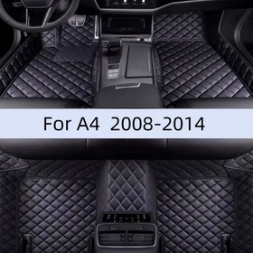 Resim 2008-2014 Audi A4-B48 için LHD Premium Araba Paspasları Tam Kapsama Özel Uyumlu Ön ve Arka Koltuk 3'lü Set Kaymaz Su Geçirmez PU Deri Tüm Hava Koşulları İçin Otomobil İç Aksesuarları 