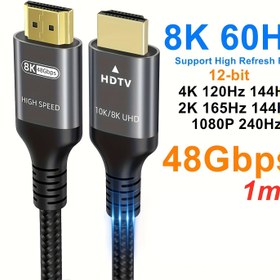 Resim 8K@60Hz HDTV 2.1. Ultra HD 4K@120Hz HDTV kablosu, 48 Gbps Ultra Yüksek Hız için Sertifikalı, Playstation 5, Xbox, Sansvng TV'ler, 3090TI, 4090Ti ve Çeşitli GPU'lar ile Uyumlu. Mevcut uzunluklar 1.65Ft/0.5M, 1M/3.3Ft, 1.83M/6Ft, 3M/10Ft, 4.5M/15Ft, 6M/20Ft ve 7.5M/25Ft içerir. 