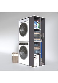 Resim Kenzlife Çamaşır-Kurutma Makinesi Dolabı Demyan Gri 180*090*60 Banyo Kapaksız Arkalıksız Çok Renkli 