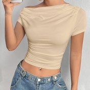 Resim Kadınlar için Şık Omuzdan Askılı Uzun Kollu Üst - Moda Asimetrik Etek, Makinede Yıkanabilir, Yumuşak Orta Esneklikli Kumaş, İlkbahar/Yaz/Sonbahar için Mükemmel, Lacivert, Günlük Şık Giyim | Rahat Kesim Üst | Konforlu Giyme 