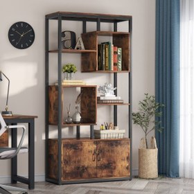Resim Zizuva Özel Tasarım 180x80x30 CM Ceviz Dolaplı Ev Ofis Kitaplık ve Düzenleyici 