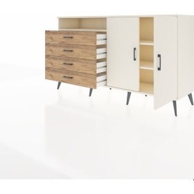 Resim Hyperion Konsol 3 Raflı 4 Çekmeceli 2 Kapaklı 176x44x99 Aytaşı-ay Aytaşı-aytaşı/çam 
