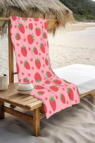 Resim Dijital Baskı Plaj Deniz Havlusu Çilek Desenli Peştamal HVL0161 