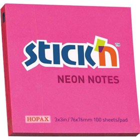 Resim Hopax Stıckn Yapışkanlı Not Kağıdı 100 YP 76x76 Fosforlu Pembe HE21165 