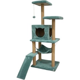 Resim AyrStore Reyo Pet S9 Kedi Tırmalama Kulesi Platformlu 124 cm Turkuaz 