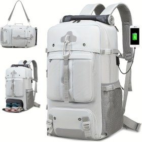 Resim 50L Yüksek Kapasiteli Yürüyüş Sırt Çantası - Ayakkabı Bölümü, Dayanıklı Polyester, USB Güçlü, Ayarlanabilir Askılar - Dış Mekan Kampı, Okula Dönüş Sezonu, Seyahat Sırt Çantası için İdeal 