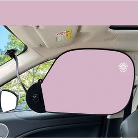 Resim Araba Tüm Yuvarlak Pencere Güneşlik Ayarlanabilir Güneş Kremi Isı Yalıtım Güneşlik Peri Pembe 