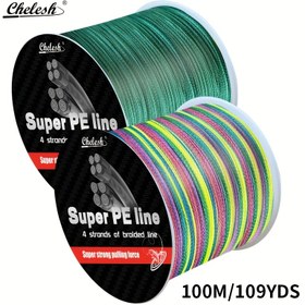 Resim Chelesh 99.67 metre Süper PE Olta İpi, 4-Telli Örgülü, 6.8KG-45.36KG Dayanıklılık, Aşınmaya Dirençli, Canlı Karışık Renkler ve Koyu Yeşil, Tuzlu Su ve Tatlısu Balıkçılığı için İdeal, Balıkçılar için Mükemmel Hediye, Balıkçılık Ekipmanı, Noel için En İyi 