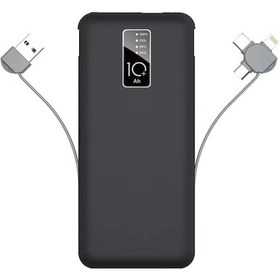 Resim Noktaks - Powerbank Hızlı Şarj Led Göstergeli Micro Lightning Type-c Kablolu Taşınabilir 10000mah Pw-05 - Siyah T26346 Siyah 
