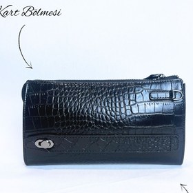 Resim Sergio Ferrari Hakiki Deri Clucth Çanta | Çok Bölmeli Gerçek Deri Erkek El Çantası Cüzdan Clutch Çanta 