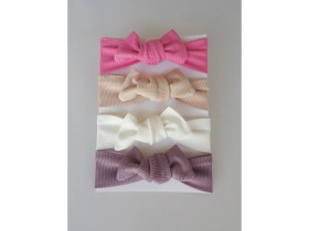 Resim Swan Butik Kız Çocuk Bebek Bandana Toka Seti 4'lü Pembe Krem Bej Mürdüm 