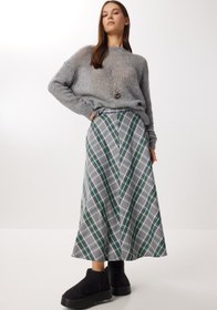 Resim Lovelyİstanbul Kareli Midi Kloş Etek LNS0092 GRİ YEŞİL 