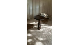 Resim Wood Wooden Ahşap Boğumlu Tekli Mantar Yan Sehpa Modern Ceviz Renk Fiskos 