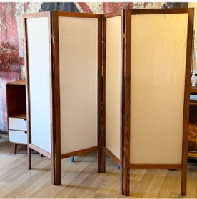 Resim Paravan 4 Kanat Seperatör Ahşap Kumaşlı Paravan 5904 