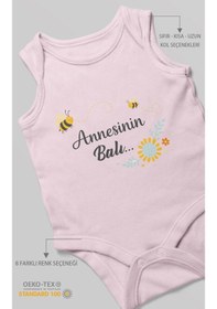Resim Morivokids Annesinin Balı Sıfır Kollu Bebek Body %100 Pamuk Bebe Pembe 