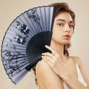 Resim 1 adet Bambu Katlanır Yelpaze - Çift Taraflı Panda ve Çiçek Sanatı, Hafif Geleneksel Çin ve Japon Tarzı Ev Dekoru, Dans, Partiler ve Kültürel Hediyeler için, Dans Aksesuarı | Zarif Motifler 