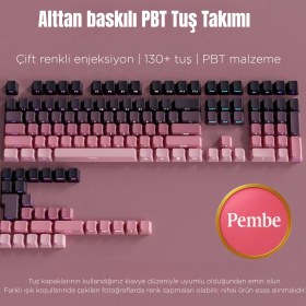Resim Leaven Mekanik Klavye Keycaps Seti- 130 Tuş Pbt Çift Baskılı-Alttan Baskılı Gradyen Renkli 