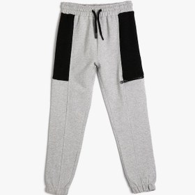Resim Koton Jogger Eşofman Altı Şardonlu Cepli Beli Bağlamalı Gri 4wkb40057tk Gri 