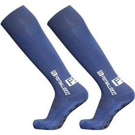 Resim Futbol Çorapları Kaymaz Tutma Yerleri Esnek Nefes Alabilir Sıkıştırma Atletik Çoraplar Koşu Basketbol Hokey Spor Çorapları Koyu Mavi 
