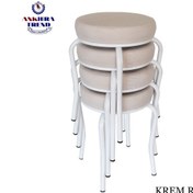 Resim Ankhira Tabure (4 ADET) (MONTELİ GÖNDERİM) Beyaz Ayaklı, Taytüyü Kumaş, Metal Ahtapot 