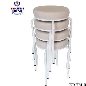 Resim Ankhira Tabure (4 ADET) (MONTELİ GÖNDERİM) Beyaz Ayaklı, Taytüyü Kumaş, Metal Ahtapot 