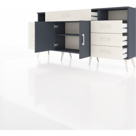 Resim Arges Konsol 4 Raflı 7 Çekmeceli 2 Kapaklı 176x30x83 Antrasit-antrasit/aytaşı Antrasit/aytaşı 