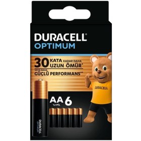 Resim Duracell Optimum AA Alkalin Kalem Pil (6’lı paket) 1,5V, LR6 MX1500 