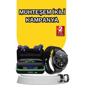 Resim Yeni Nesil Akıllı Saat ve Bluetooth Kulaklık Titreşim Bildirimleri Uyku Takibi 