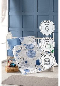 Resim Astromini %100 Pamuk Bebek Nevresim Takımı - Mavi 