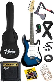 Resim Midex AGE-80BL Amfili Full Elektro Gitar Seti 4/4 Yetişkin 39" Blue 