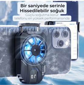 Resim Polham Tüm Telefonlara Uyumlu 7000rpm Buz Tipi Soğutucu Buz Mavisi Led Işık Oyuncular İçin Özel Tasarım 
