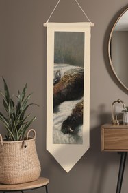 Resim Duvar Halısı Pinterest Oda Dekoru, Monet Sanat Serisi, 100cm Kanvas Flama Askılı Duvar Örtüsü NO:620 - Renkli - 21 / 30 x 100 