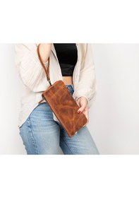 Resim Majeste Rust Brown Curated Deri Clutch Bag Kahverengi 