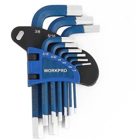 Resim Workpro Wp222014 9 Parça Kısa Boy Cr-v Metrik Profesyonel Allen Anahtar Takımı 
